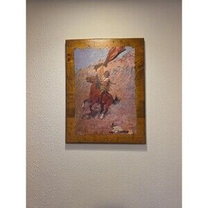 Frederic Remington The Buffalo Signal Print on Wood Vintage Western Cowboy Wall